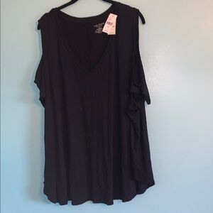 Lane Bryant Black Asymmetrical Sleeveless Blouse